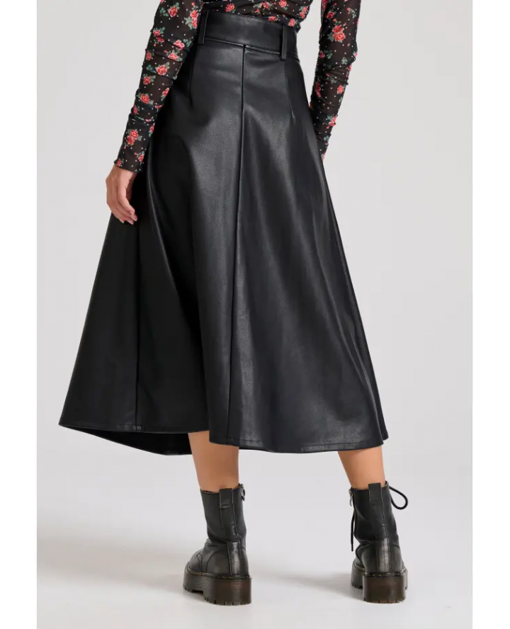 FUNKY BUDDHA Eco leather midi skirt...