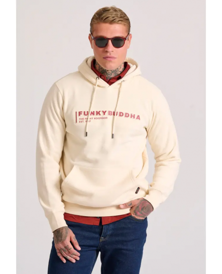 FUNKY BUDDHA Φούτερ με κουκούλα και 3D branded τύπωμα  FBM010-015-06 CHALK