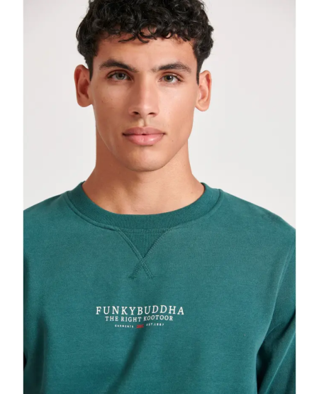 FUNKY BUDDHA Ανδρικό φούτερ με τυπωμένο λογότυπο FBM010-010-06 DK MOSS