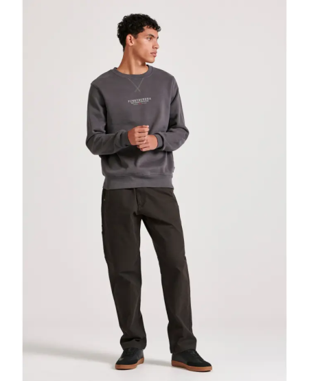 FUNKY BUDDHA  Crew neck sweatshirt with printed logo FBM010-010-06 DK GREY