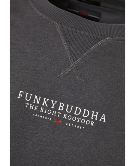 FUNKY BUDDHA Ανδρικό φούτερ με τυπωμένο λογότυπο FBM010-010-06 DK GREY