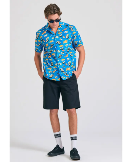 FUNKY BUDDHA Ανδρική βερμούδα chino - The essentials FBM011-001-03 BLACK