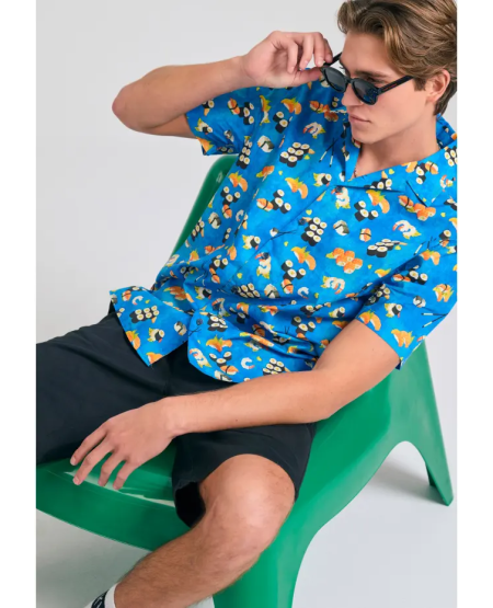 FUNKY BUDDHA Ανδρική βερμούδα chino - The essentials FBM011-001-03 BLACK