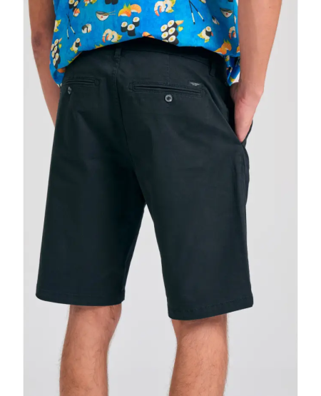 FUNKY BUDDHA Ανδρική βερμούδα chino - The essentials FBM011-001-03 BLACK
