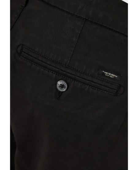 FUNKY BUDDHA Ανδρική βερμούδα chino - The essentials FBM011-001-03 BLACK