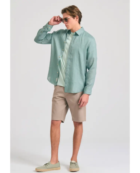 FUNKY BUDDHA Ανδρική βερμούδα chino - The essentials FBM011-001-03 GREIGE