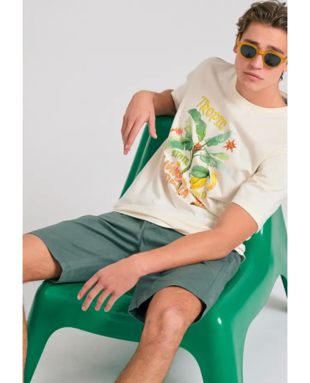 FUNKY BUDDHA Men's chino shorts - The essentials FBM011-001-03 MINERAL GREEN