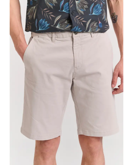 FUNKY BUDDHA Ανδρική βερμούδα chino - The essentials FBM011-001-03 MIST GREY