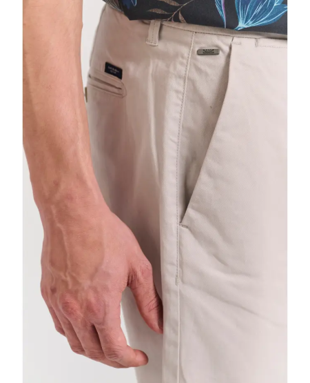 FUNKY BUDDHA Ανδρική βερμούδα chino - The essentials FBM011-001-03 MIST GREY