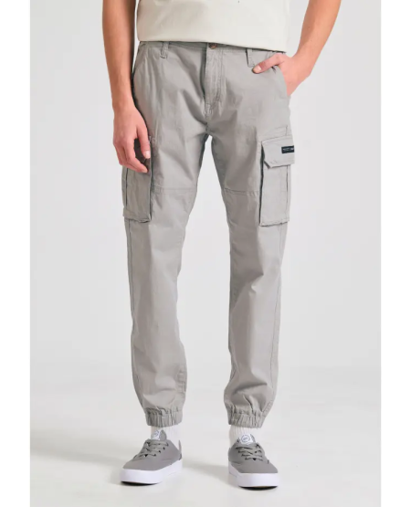 FUNKY BUDDHA Ανδρικό cargo παντελόνι με cuffed τελείωμα FBM011-030-02 ELEPHANT