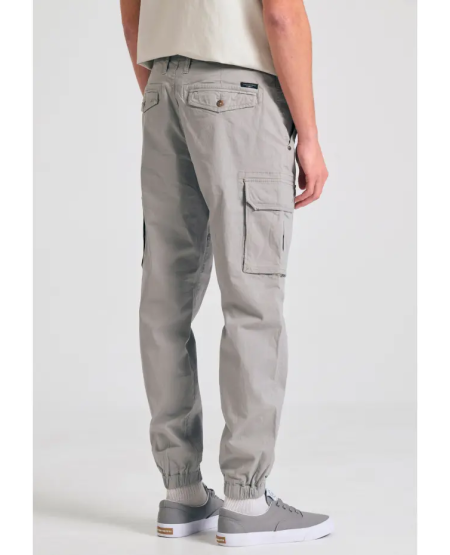 FUNKY BUDDHA Ανδρικό cargo παντελόνι με cuffed τελείωμα FBM011-030-02 ELEPHANT