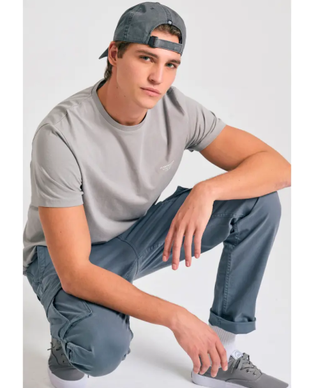 FUNKY BUDDHA Ανδρικό comfort cargo παντελόνι - The essentials FBM011-002-02 STEEL GREY