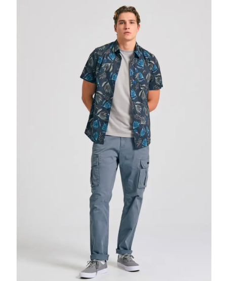 FUNKY BUDDHA Ανδρικό comfort cargo παντελόνι - The essentials FBM011-002-02 STEEL GREY