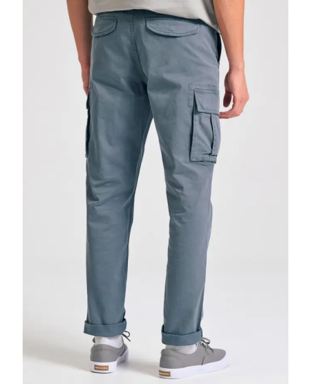 FUNKY BUDDHA Ανδρικό comfort cargo παντελόνι - The essentials FBM011-002-02 STEEL GREY