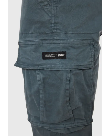 FUNKY BUDDHA Ανδρικό comfort cargo παντελόνι - The essentials FBM011-002-02 STEEL GREY