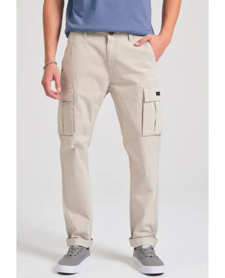 FUNKY BUDDHA Ανδρικό comfort cargo παντελόνι - The essentials FBM011-002-02 MIST GREY