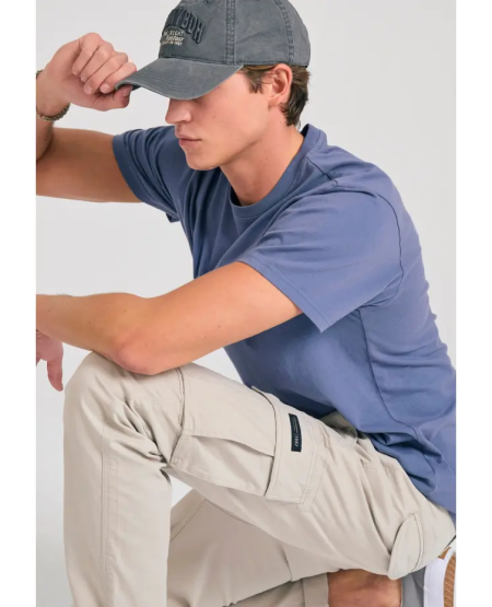 FUNKY BUDDHA Ανδρικό comfort cargo παντελόνι - The essentials FBM011-002-02 MIST GREY
