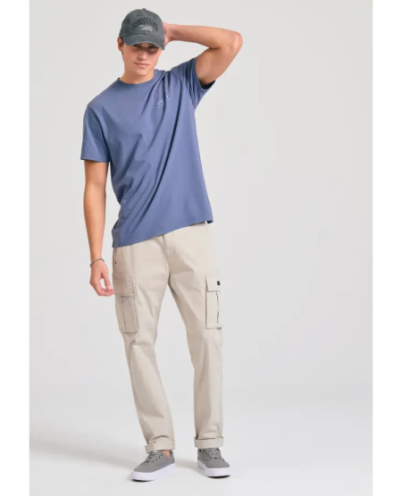 FUNKY BUDDHA Ανδρικό comfort cargo παντελόνι - The essentials FBM011-002-02 MIST GREY