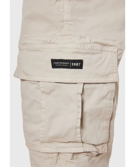 FUNKY BUDDHA Ανδρικό comfort cargo παντελόνι - The essentials FBM011-002-02 MIST GREY