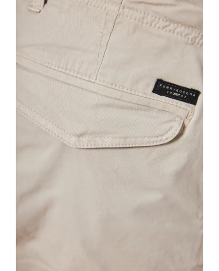 FUNKY BUDDHA Ανδρικό comfort cargo παντελόνι - The essentials FBM011-002-02 MIST GREY