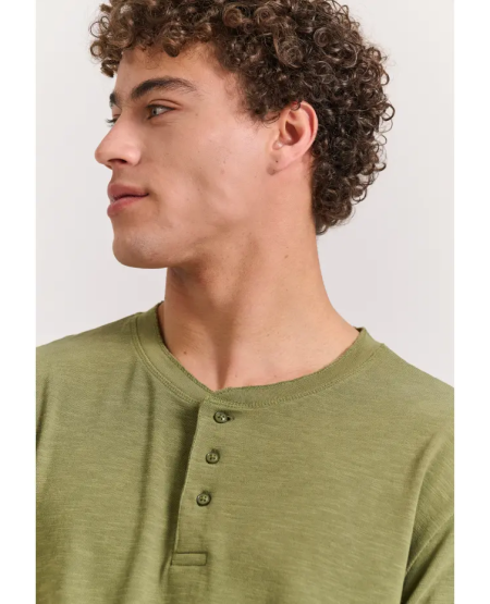 FUNKY BUDDHA Relaxed fit cotton flame t-shirt FBM011-346-04 HUNTER GREEN