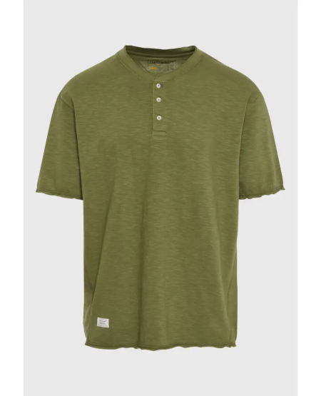 FUNKY BUDDHA Relaxed fit βαμβακερό t-shirt από φλάμα FBM011-346-04 HUNTER GREEN