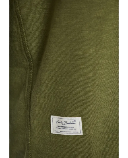 FUNKY BUDDHA Relaxed fit βαμβακερό t-shirt από φλάμα FBM011-346-04 HUNTER GREEN