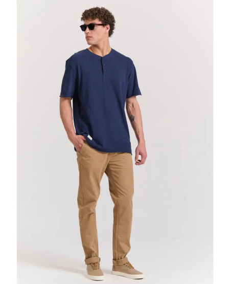 FUNKY BUDDHA Relaxed fit cotton flame t-shirt FBM011-346-04 NAVY