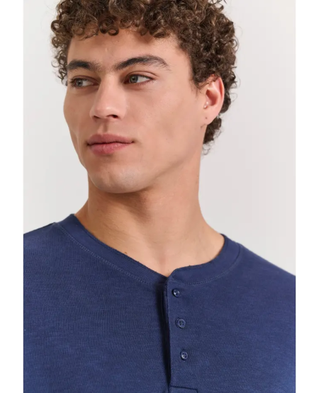 FUNKY BUDDHA Relaxed fit cotton flame t-shirt FBM011-346-04 NAVY