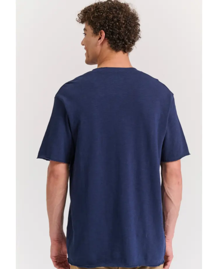 FUNKY BUDDHA Relaxed fit cotton flame t-shirt FBM011-346-04 NAVY