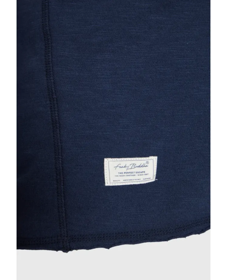 FUNKY BUDDHA Relaxed fit βαμβακερό t-shirt από φλάμα FBM011-346-04 NAVY