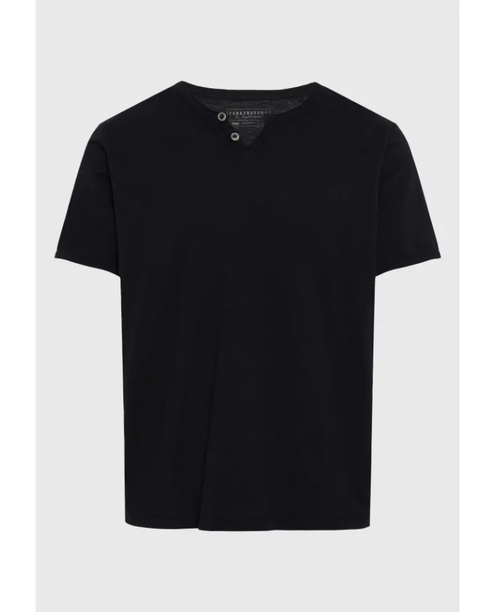 FUNKY BUDDHA T-shirt με λαιμό henley...