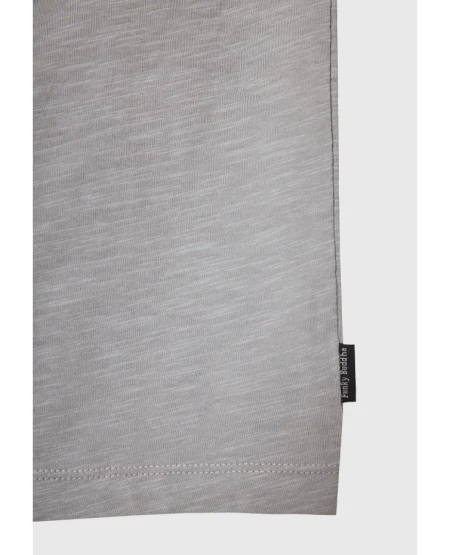 FUNKY BUDDHA T-shirt με λαιμό henley και raw cuts - The essentials FBM011-004-04 ELEPHANT
