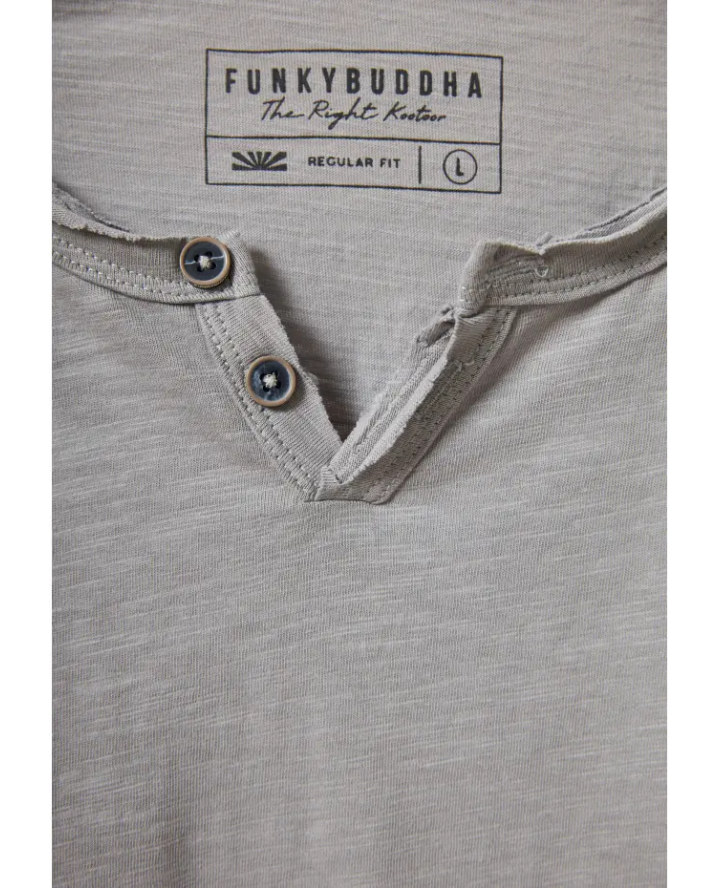 FUNKY BUDDHA T-shirt with henley neck...