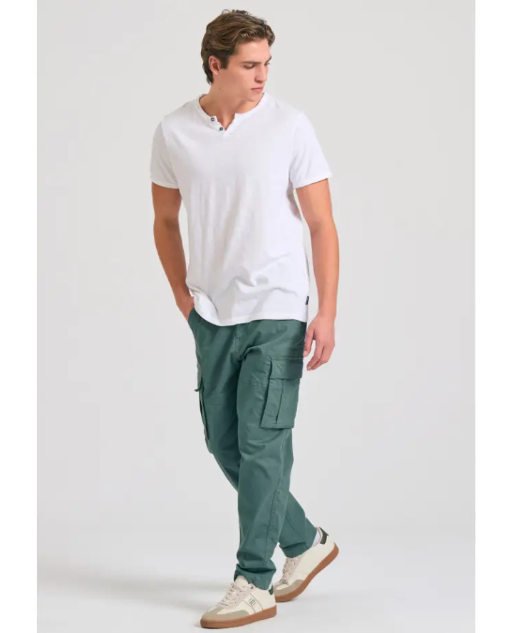 FUNKY BUDDHA T-shirt με λαιμό henley...