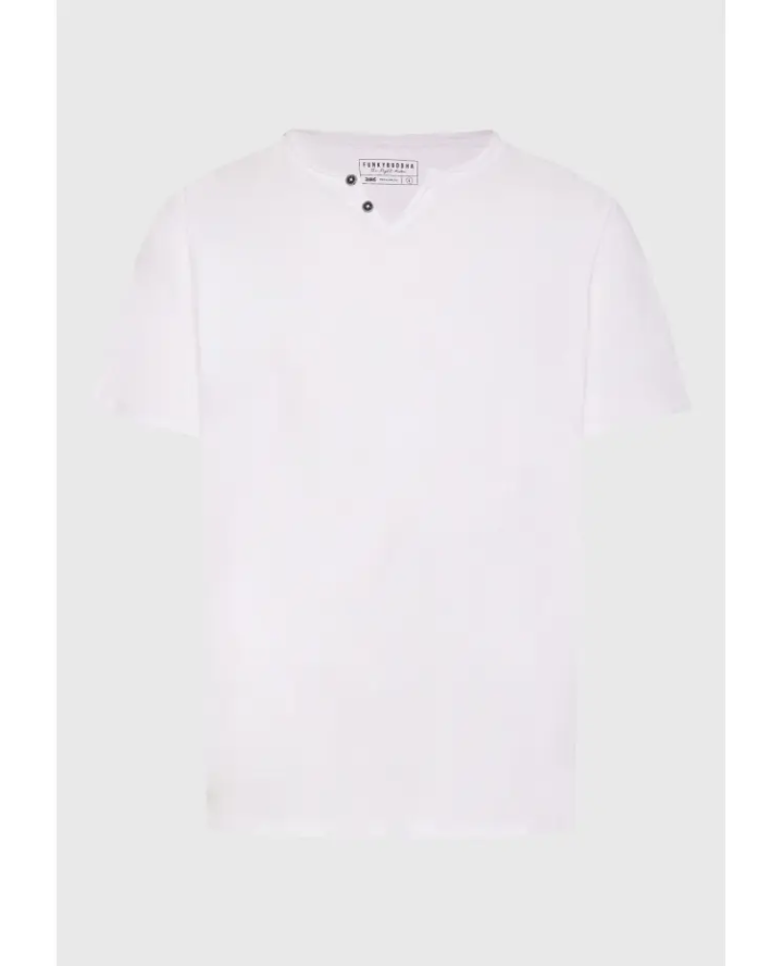 FUNKY BUDDHA T-shirt με λαιμό henley...