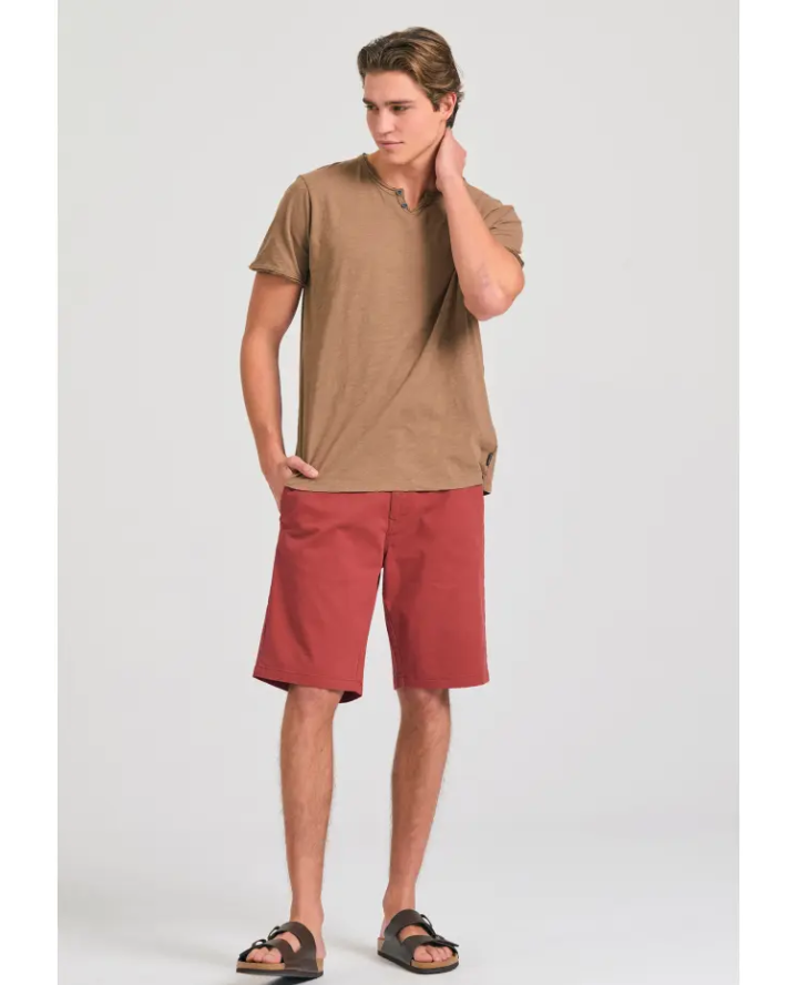 FUNKY BUDDHA T-shirt με λαιμό henley...