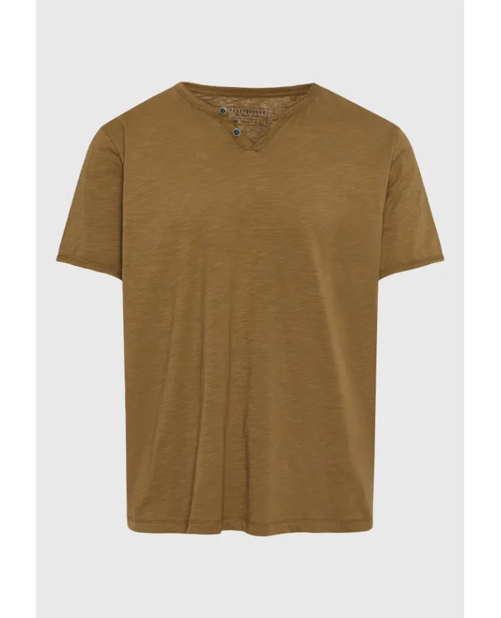 FUNKY BUDDHA T-shirt με λαιμό henley...
