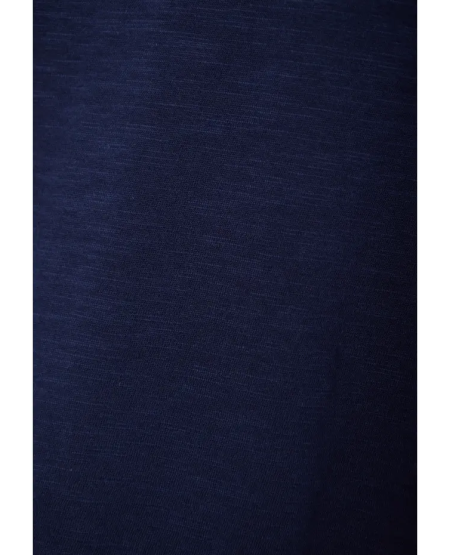 FUNKY BUDDHA T-shirt με λαιμό henley και raw cuts - The essentials FBM011-004-04 NAVY
