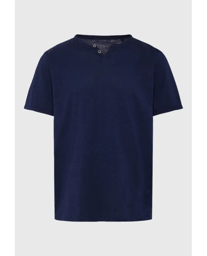 FUNKY BUDDHA T-shirt με λαιμό henley...