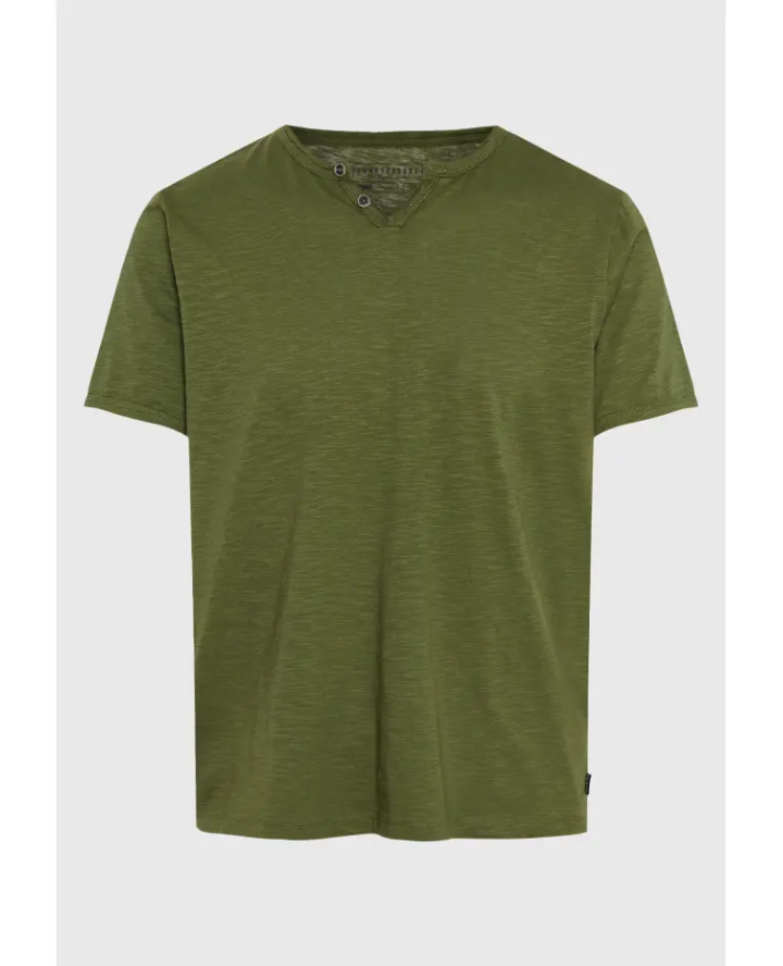 FUNKY BUDDHA T-shirt με λαιμό henley...