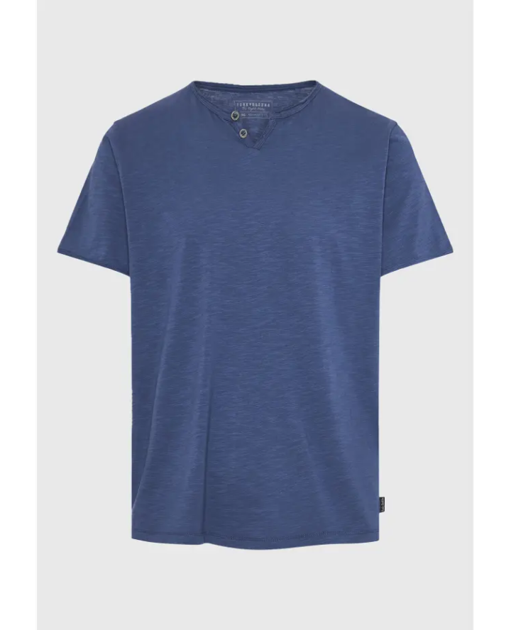 FUNKY BUDDHA T-shirt με λαιμό henley...
