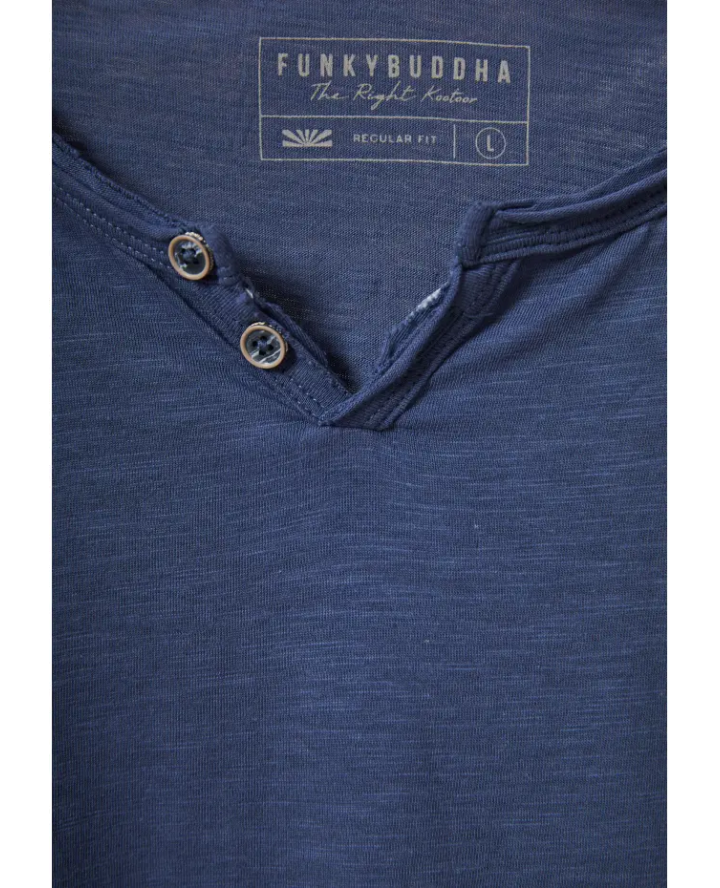 FUNKY BUDDHA T-shirt με λαιμό henley...