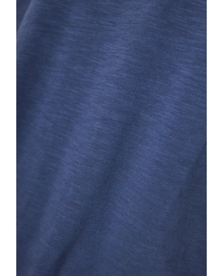 FUNKY BUDDHA T-shirt με λαιμό henley και raw cuts - The essentials FBM011-004-04 INDIGO