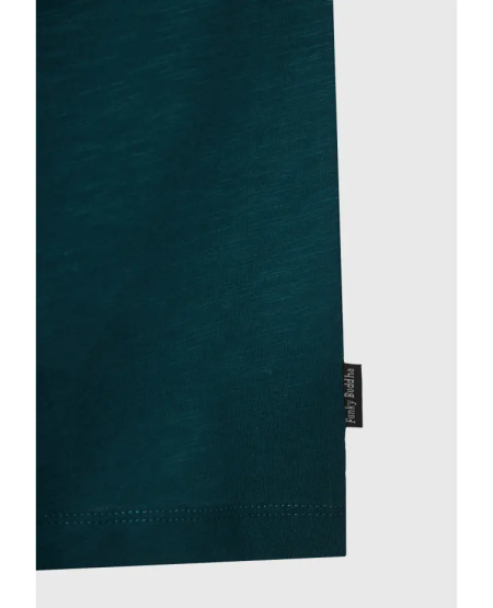 FUNKY BUDDHA T-shirt με λαιμό henley και raw cuts - The essentials FBM011-004-04 DARK SEA