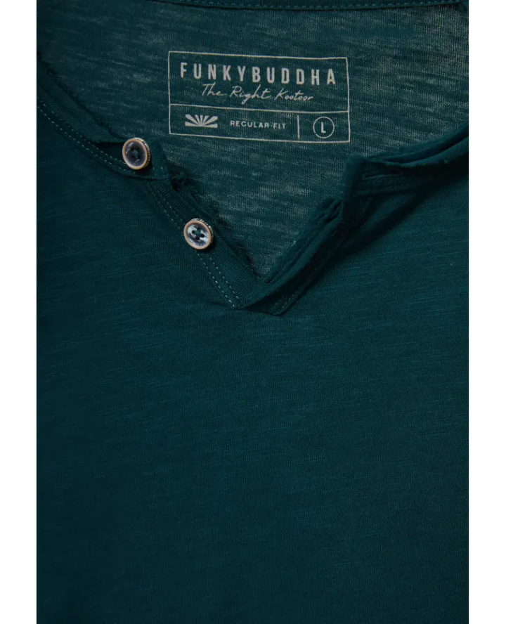 FUNKY BUDDHA T-shirt με λαιμό henley...