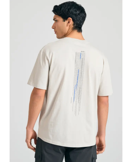 FUNKY BUDDHA T-shirt με text artwork τύπωμα στην πλάτη FBM011-304-04 MIST