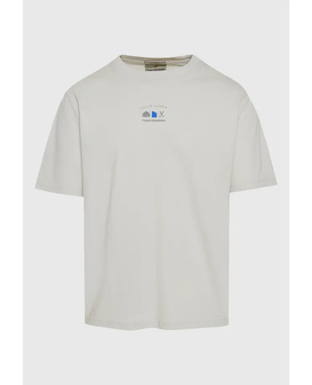 FUNKY BUDDHA T-shirt με text artwork τύπωμα στην πλάτη FBM011-304-04 MIST