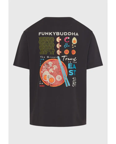 FUNKY BUDDHA Relaxed fit με graphic τύπωμα στην πλάτη FBM011-331-04 ANTHRACITE
