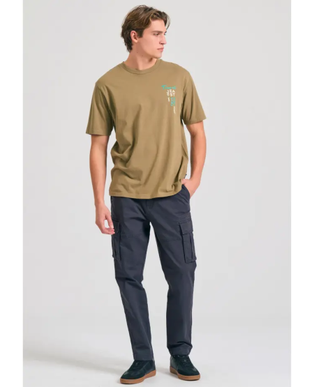 FUNKY BUDDHA Relaxed fit με graphic τύπωμα στην πλάτη FBM011-331-04 OREGANO
